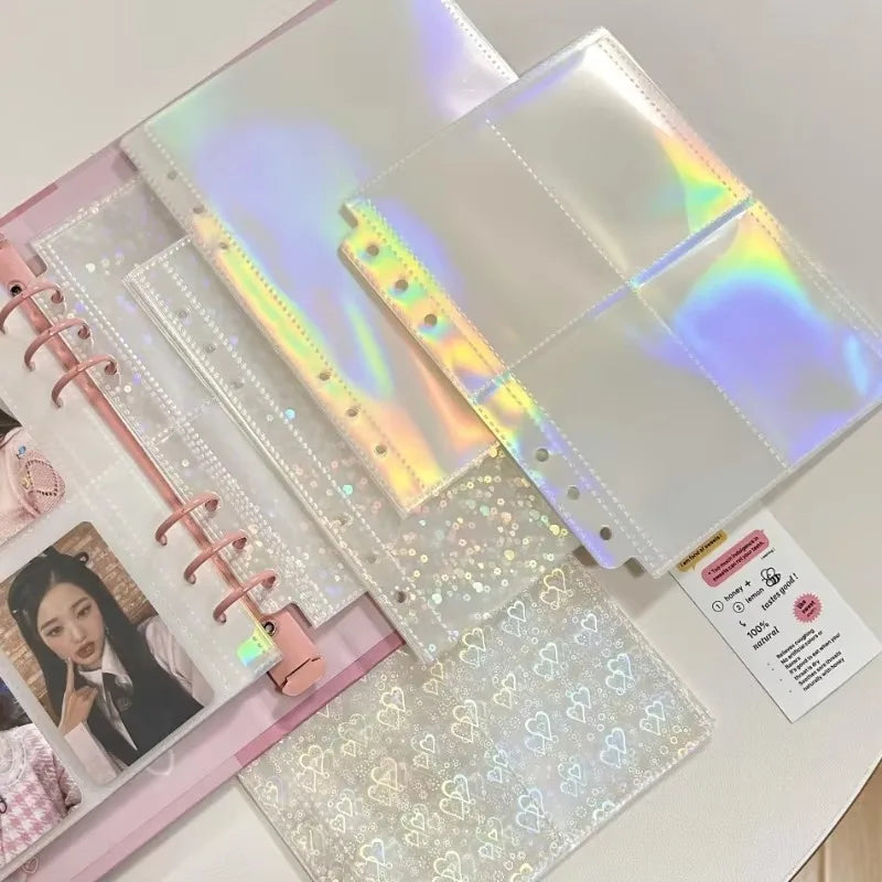 10PCS/set 1/2/4Pockets Grids Photo Album A5 Inner Page Photocard Binder Photo Sleeve 6 Ring Refill Inner Page Photocard Kpop Qme