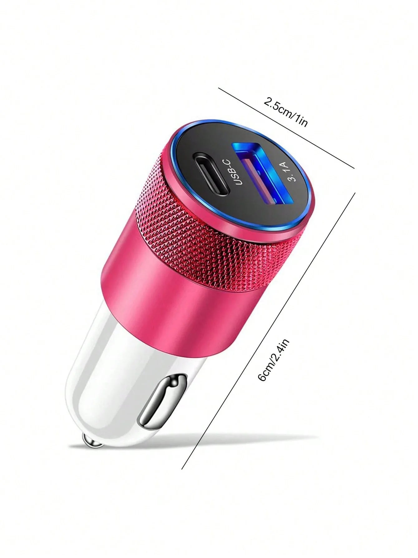 3 1A Usb+pd Metal Car Charger Aluminum Alloy Mobile Phone Qme Red
