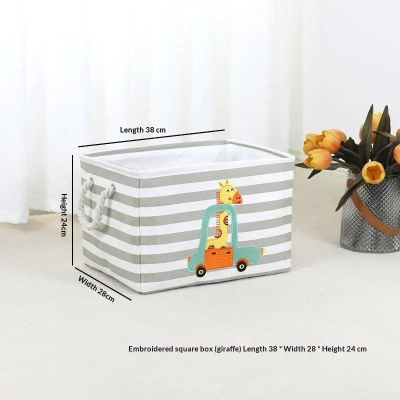 Cute Cartoon Embroidered Storage Baskets Large Capacity Stackable Design For Nursery Organizing Toys Clothes Qme A4 one size
