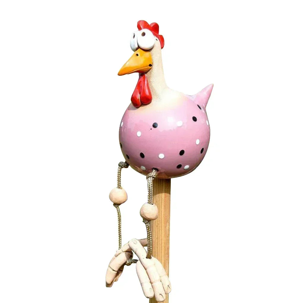 Resin Crafts Statues Funny Big Eyed Chicken Statue Long Foot Hen Qme Pink
