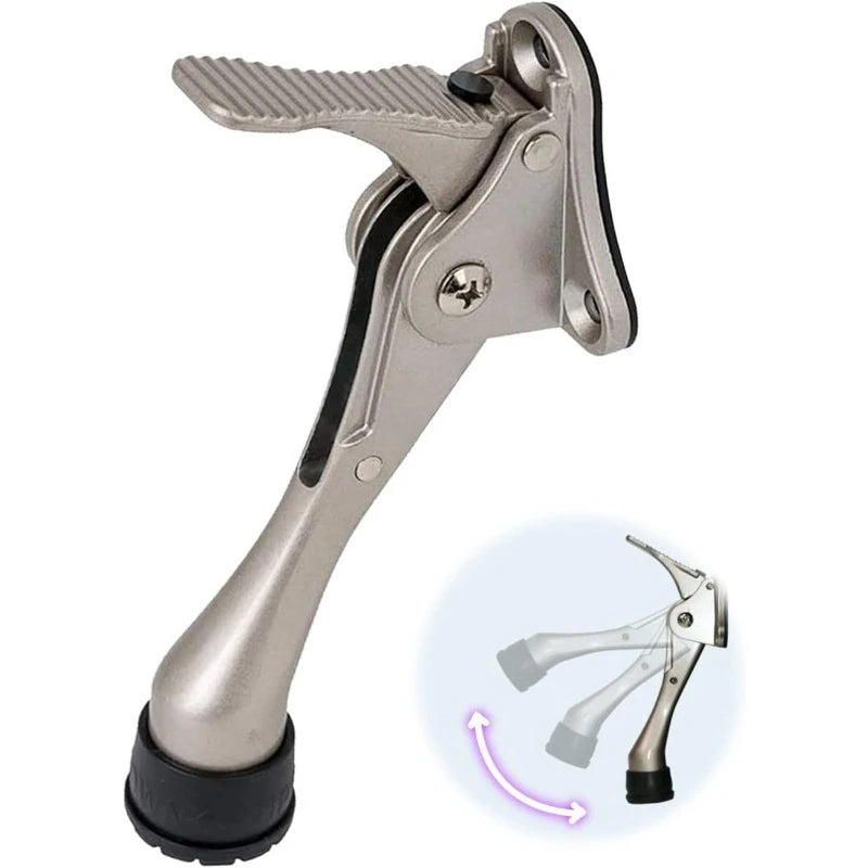 Heavy Duty Zinc Alloy Door Stopper Non Slip Rubber Tip Mute Silent Qme Silver