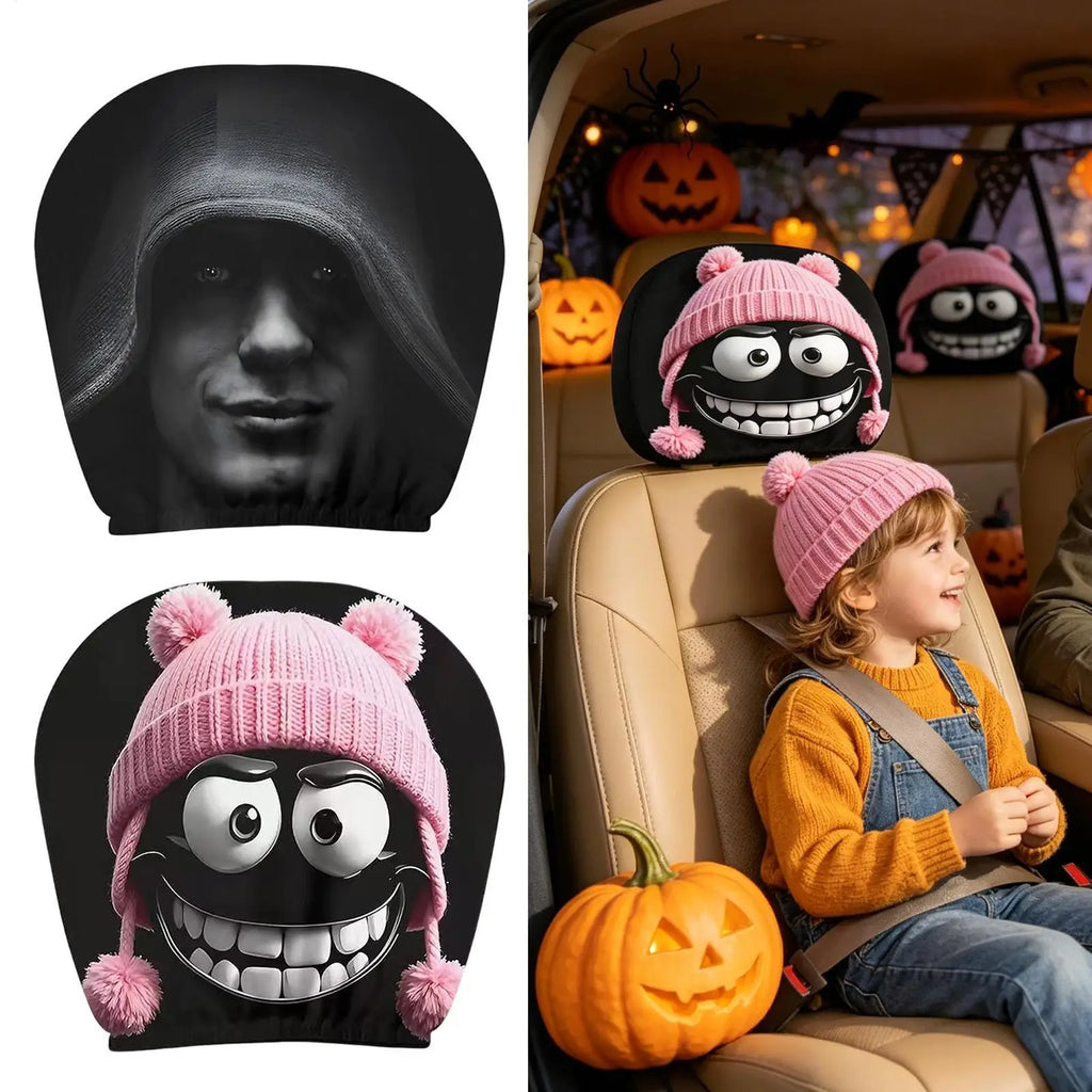 Head Rest Cover for Car Dark Style Car Interior Headrest Cover with Mysterious Figure Pattern for Automotive Vehicle SUV Sedan Qme
