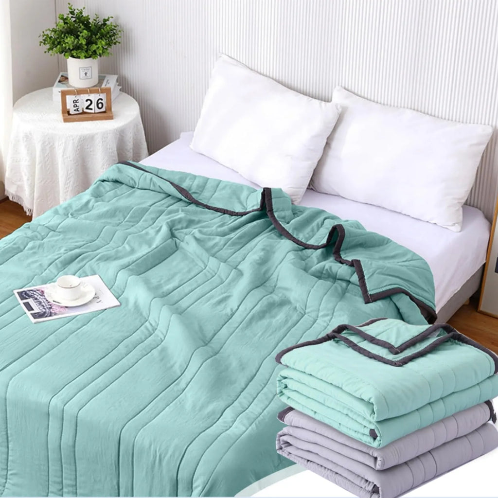 Summer Cooling Blanket for Bed Flannel + Ice Fiber Thin Blankets High Quality Cool But Not Ice Throw Blanket Napp Blankets Rest Qme