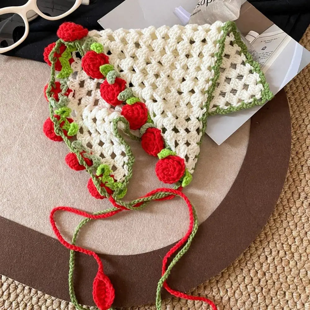 Elegant Hair Band Knitted Headband Floral Flower Women Scarf Bohemian Qme