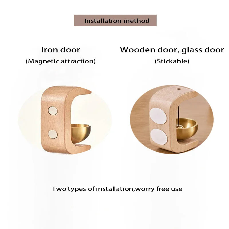 Dopamine Wind Bell Magnetic Suction Door Glue Free Wind Chimes Entrance Doorbell Reminder Walnut Wood Wind-bell Home Decor ﻿ Qme