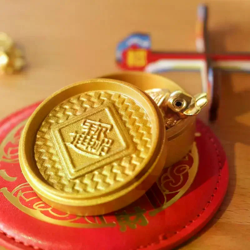 Chinese Feng Shui Golden Steamer Ornament And Lucky Golden Turtle, Bun, Perfect For Home Office Tabletop Good Luck Gift Qme