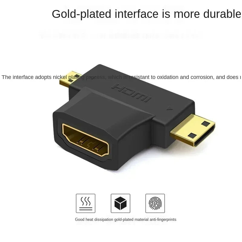 10pcs Mini/Micro/HDMI-compatible 2 In 1 Adapter Male ToFemale Connector Extender Cable Extension Adapter Hardware Qme