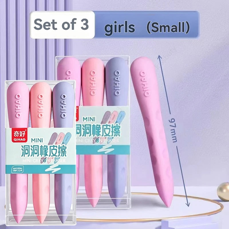 3/6Pcs Hole Eraser Pen No Dust No Crumbs Clean Eraser Cute Portable Eraser for Art Drawing Stationery Supplies Qme 6Pcs -Small-Girl