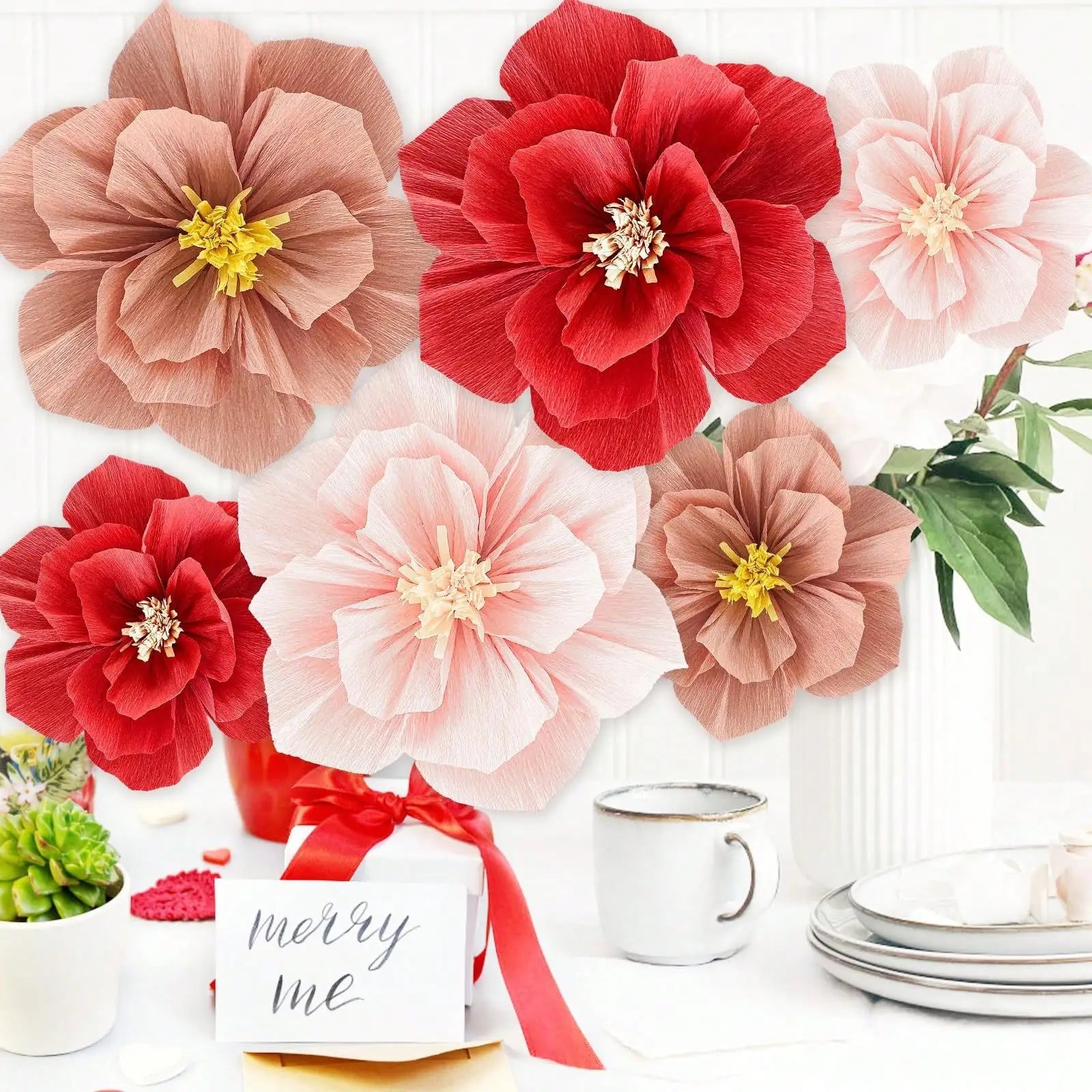 Colorful Three-dimensional Crepe Paper Flowers Wedding Celebration Qme