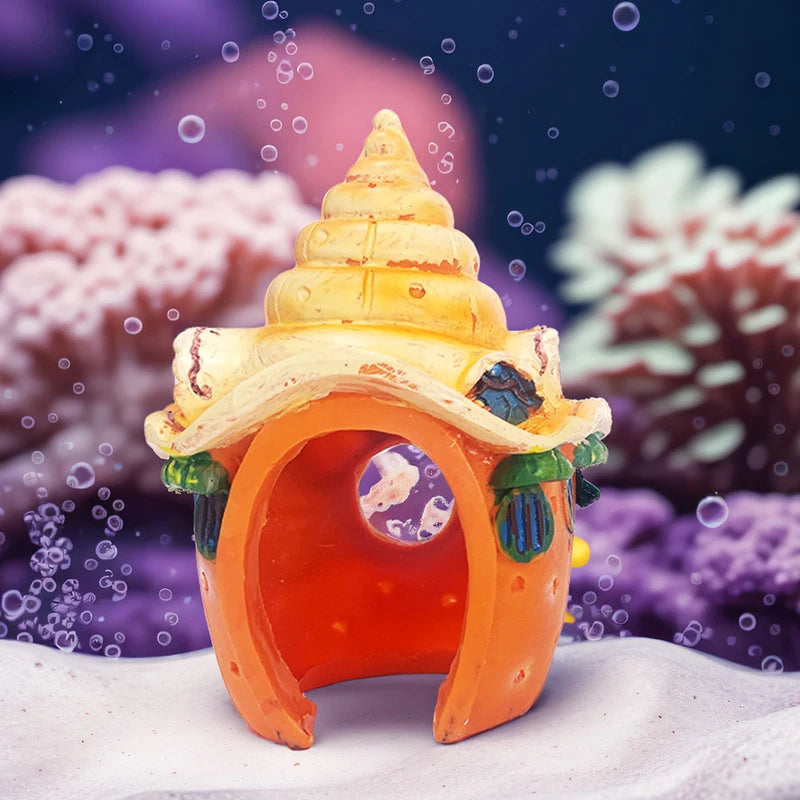 Fish Tank Decor Ornament Shrimp Hiding Shelter Mushroom Conch House Qme