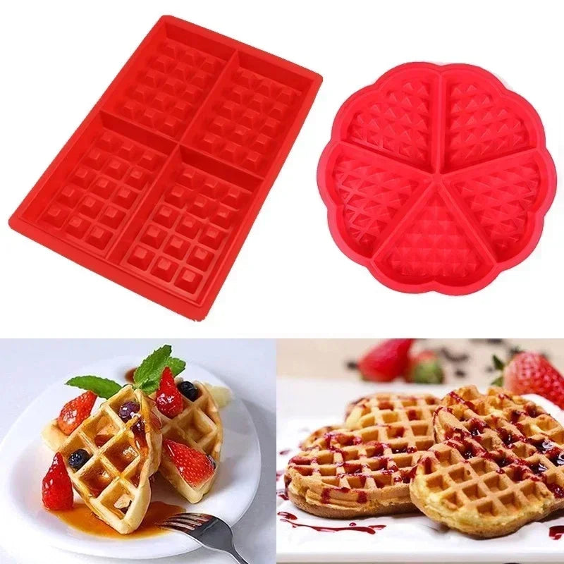 Waffle Mold Silicone Cake Mould Chocolate Bread Kitchen Baking Molds Mold Non-stick Muffin Mould Cookie Cooking Tools Accessory Qme