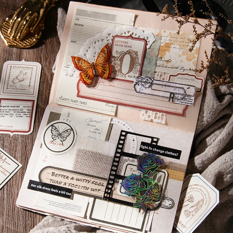 TIANZI 40 pcs Foundation Retro Frame Label paper DIY Decorative Scrapbook Collage Material Paper Stationery Supplies Qme