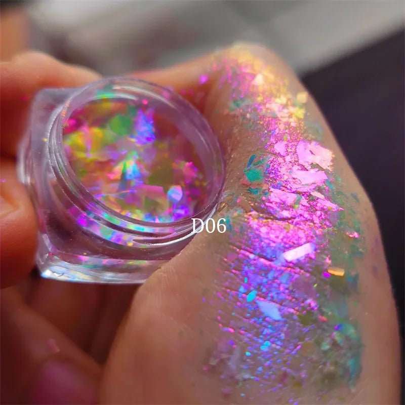 Ultra-Thin Waterproof Color Shift Holographic Eyeshadow Highlighter MultiChrome Shifting Pigments Duochrome Chameleon Eyeshadow Qme D06