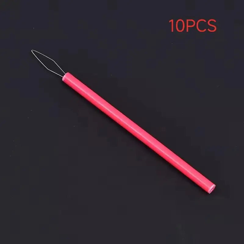 Leader Beader Threading Needle Sewing Tools Cylindrical Colorful Qme Rose Red 10pcs