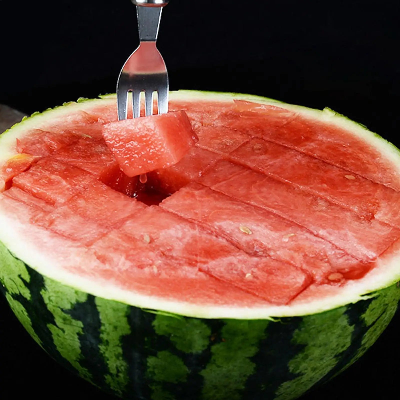 Watermelon Cutter Double Headed Kitchen Fruit Fork Stainless Steel Qme
