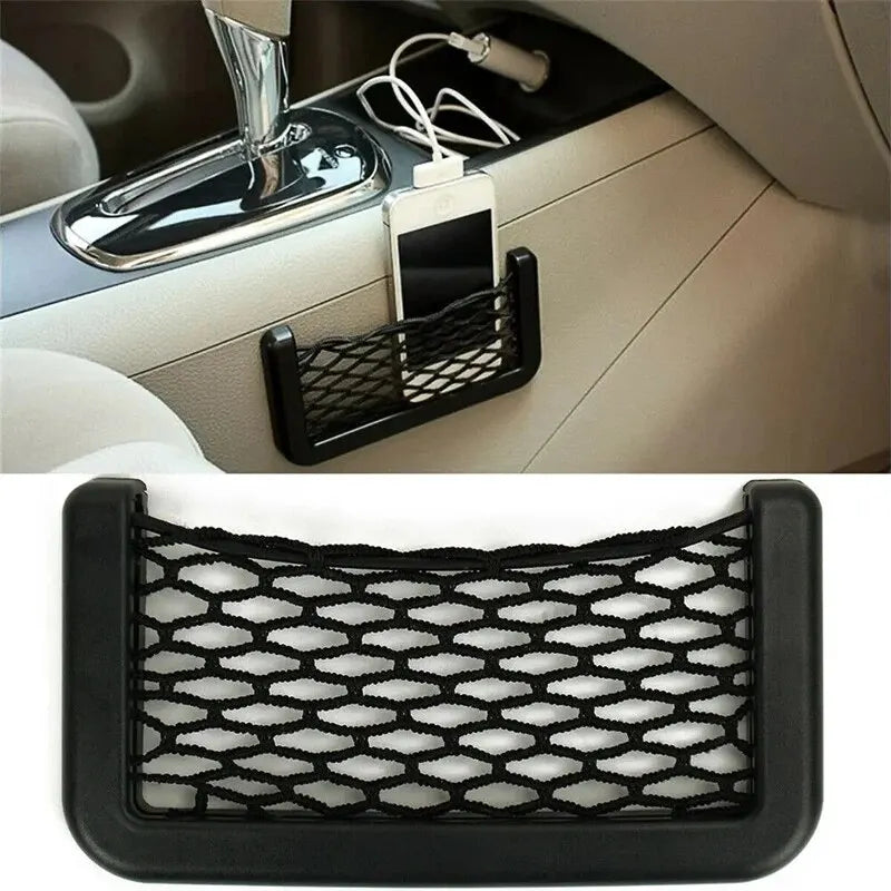 Auto Seat Side Interior Back Sundries Pocket Mesh Storage Bag Phone Net Pocket Holder Car Storage Bag Elastic Flexible Nets Qme