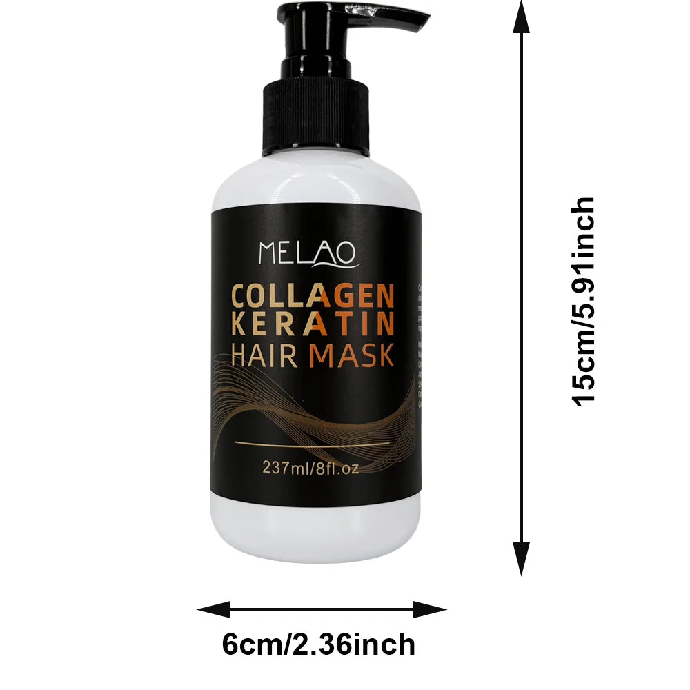 MELAO Collagen & Keratin Hair Mask - Intensive Repair for Damaged & Brittle Hair to Reduce Breakage, Restore Brilliant Shine Qme