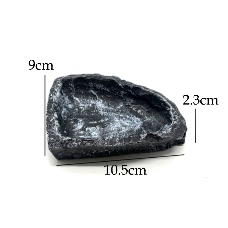 Imitation Stone Bowl Reptile Pet Feeding Water Bowls Safe Durable Qme 02