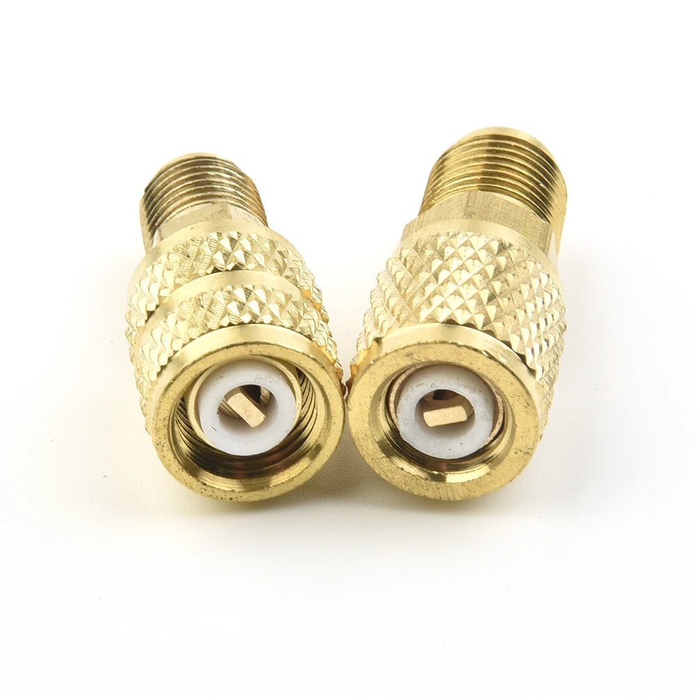 2PCS Vacuum Pump Brass Adapter R410a Adapter 5/16 SAE F Quick Couplers To 1/4 SAE For Air Conditioning Adapter Quick Coupling Qme