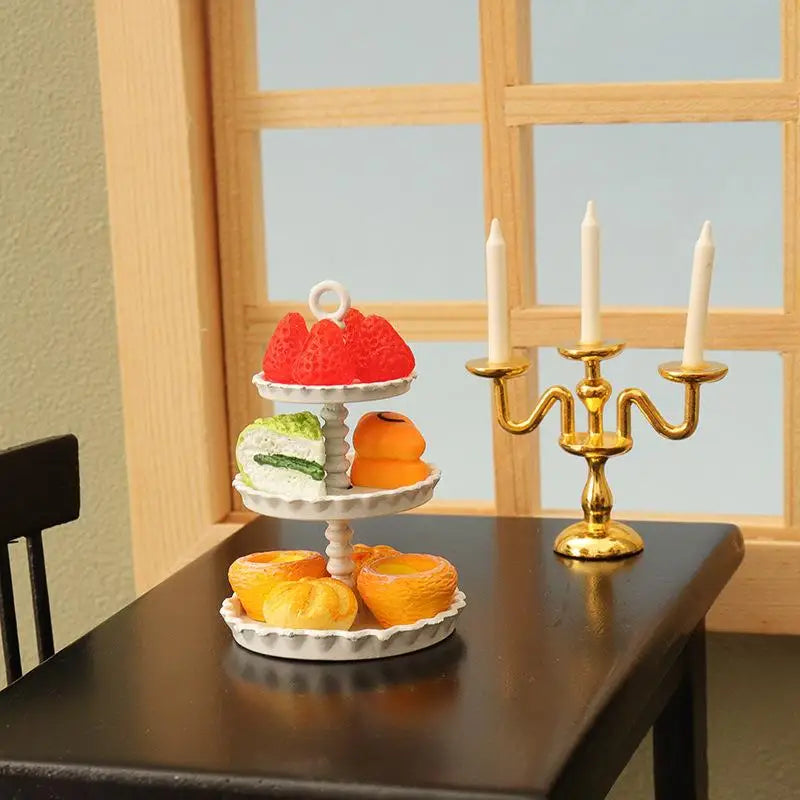 Dollhouse Mini Cake Tray Model Simulation Miniature Stand Ornament Qme