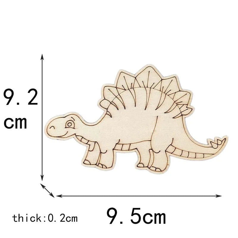 5Pcs Hand Coloring Blank Wooden Pieces Foor Children Handmade Toys Cartoon Dinosaur Wood Crafts Home Ornaments Decor c3542 Qme 3