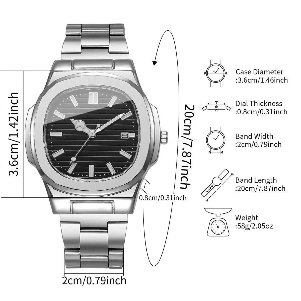 2026 2026 new square sports calendar steel band watch men's steel band quartz watch Qme