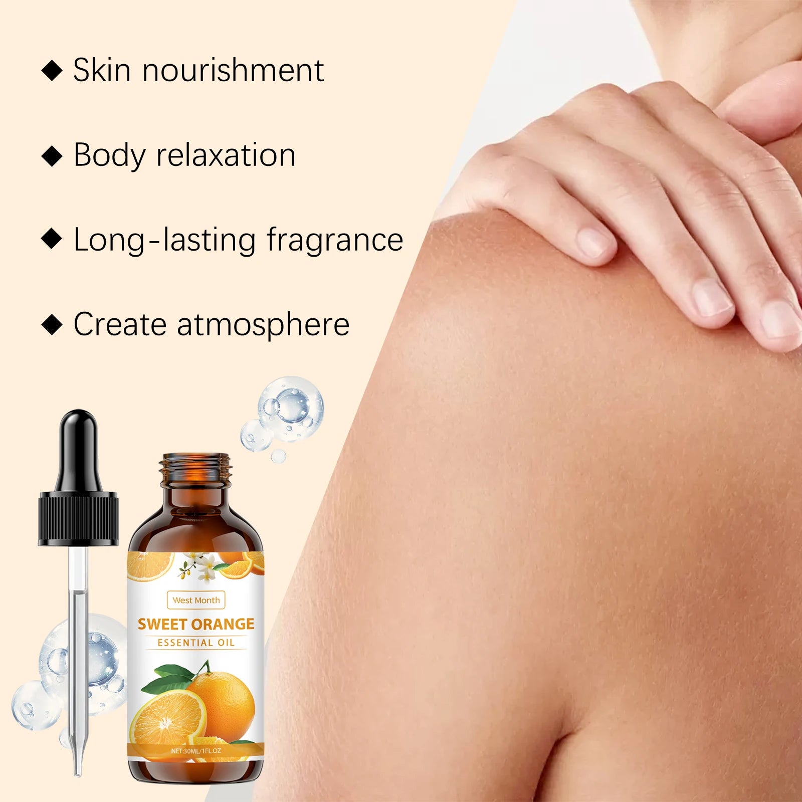 Sweet Orange Essential Oil For Body Massage Hydrating Nourishing Smoothing Skin Care Freshness Long-lasting Fragrance Qme