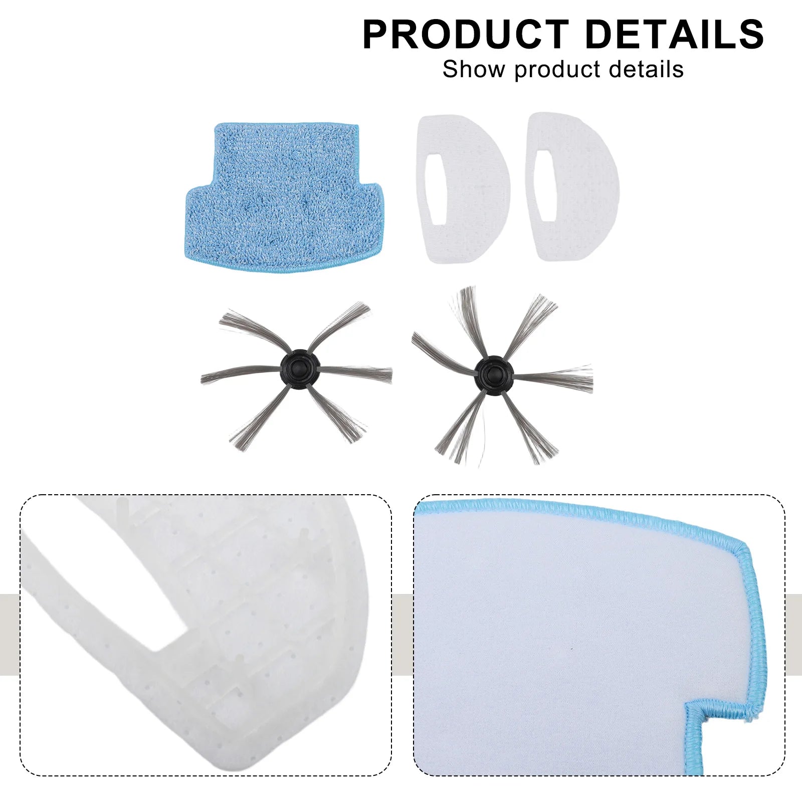 1 Set Side Brush Filter Mop Cloth Kit For WAP For W90 W95 W96 For ROBO VACUUM Cleaner Accessories Replacement Part Qme