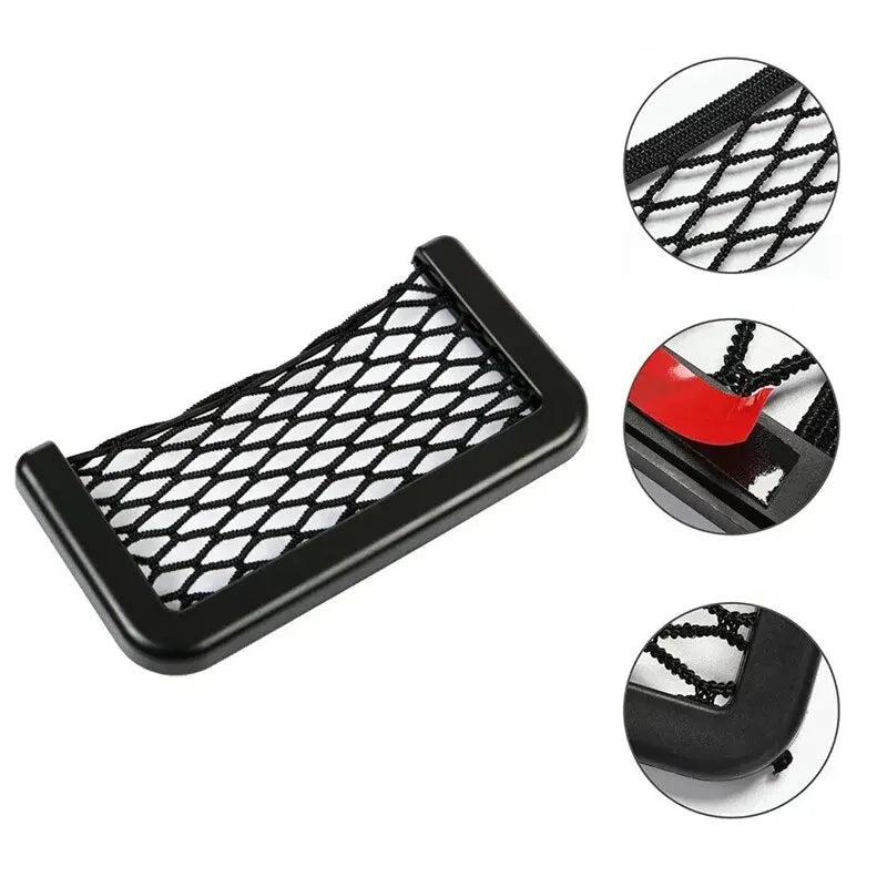 Auto Seat Side Interior Back Sundries Pocket Mesh Storage Bag Phone Net Pocket Holder Car Storage Bag Elastic Flexible Nets Qme