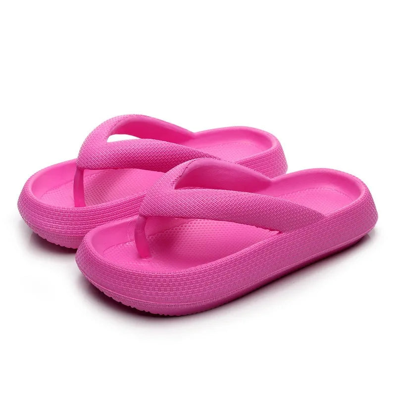 New Summer Platform Flip-Flops Handmade Flower Soft Bottom Cloud Slippers Travel Holiday Beach Lady Cute Shoes Women Slides Qme