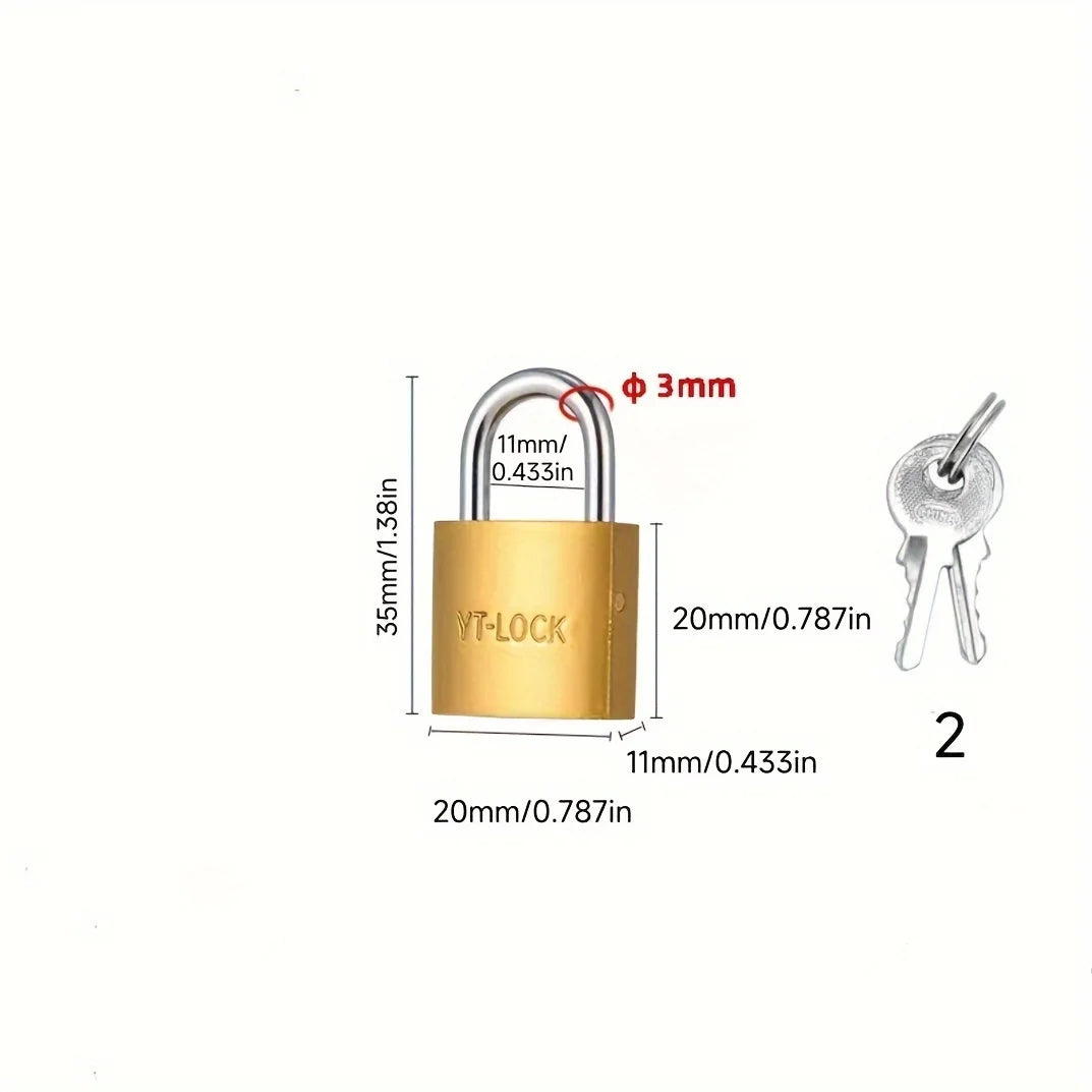 Vintage Brass Padlock, Heavy Duty Security Lock With 2 Keys, Anti-Rust, Multi-Size Options For Door, Cabinet, Luggage Qme