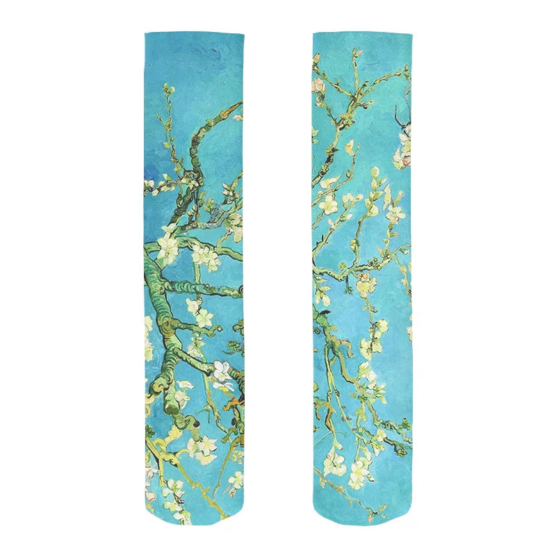 Van Gogh Mural World Famous Painting Sunflower Stockings Women Qme style4