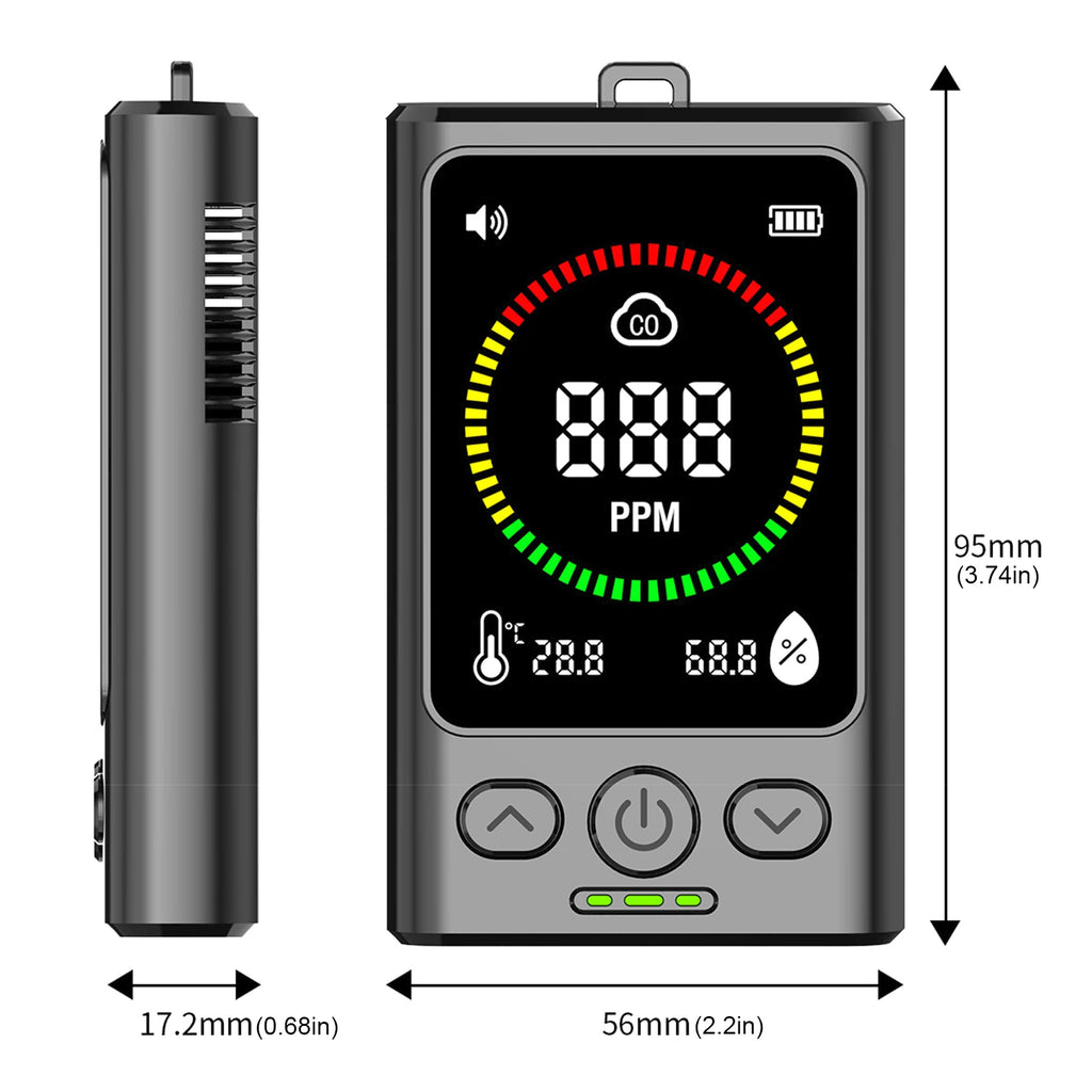 3-in-1 Carbon Monoxide Detector Rechargeable CO Detector with LCD Display Temp Humidity Monitor for Home Hotel RV Qme