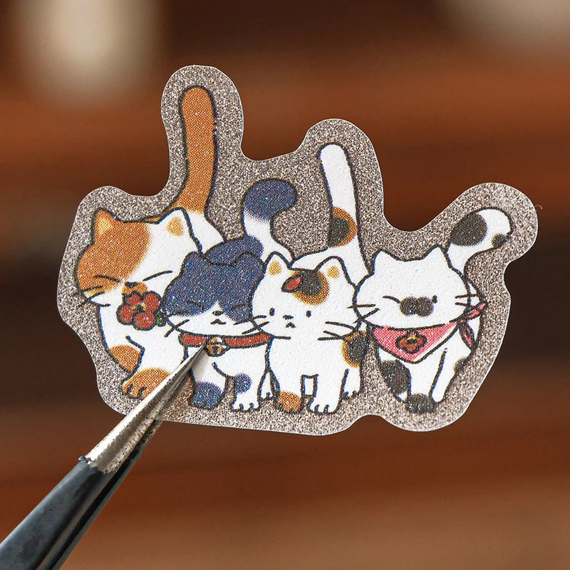 8Sheets Adorable Pets and Food Theme PET Stickers Precision Cut for Scrapbooking Journaling Decorate Phone Case Laptop DIY Qme