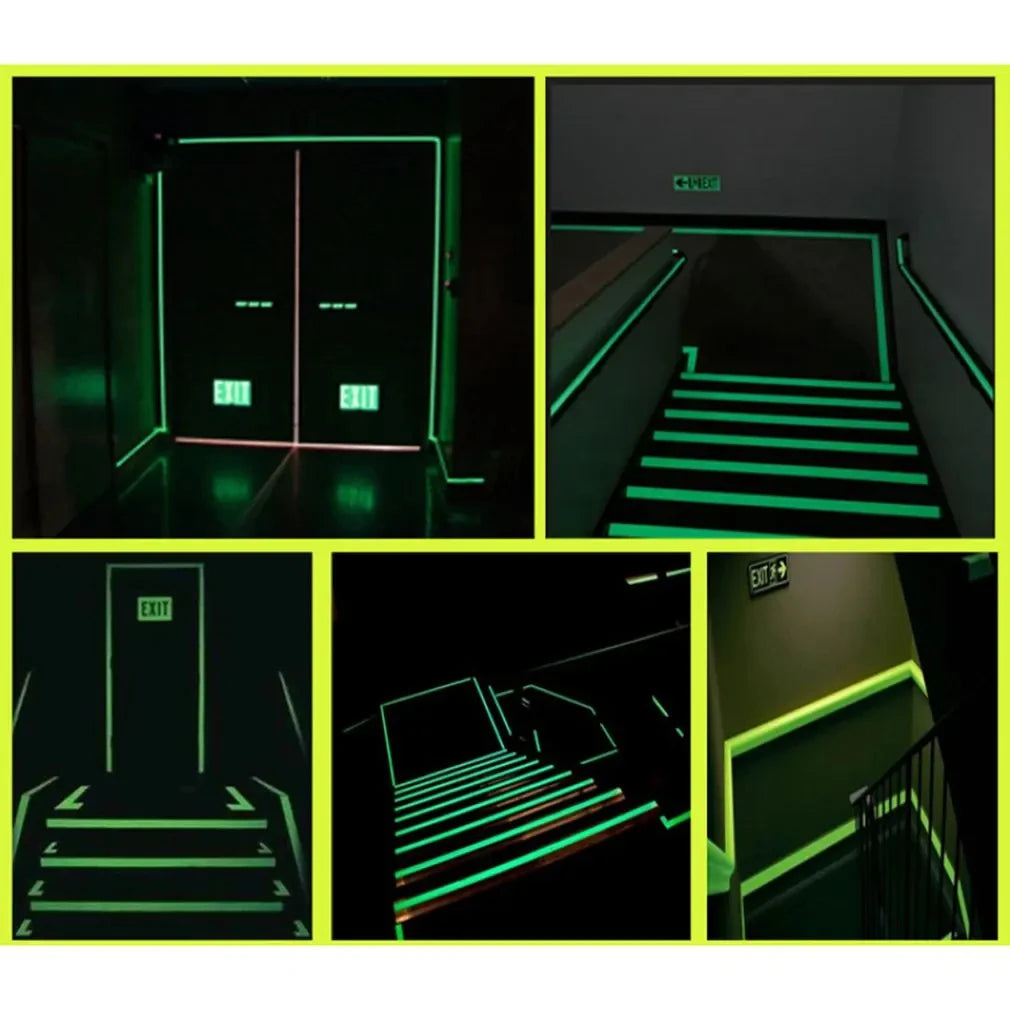 5 Colors Luminous Tape Self Adhesive Glow in the Dark Reflective Fluorescent Glowing Tapes Striking Wall Stripe Sticker Warning Qme