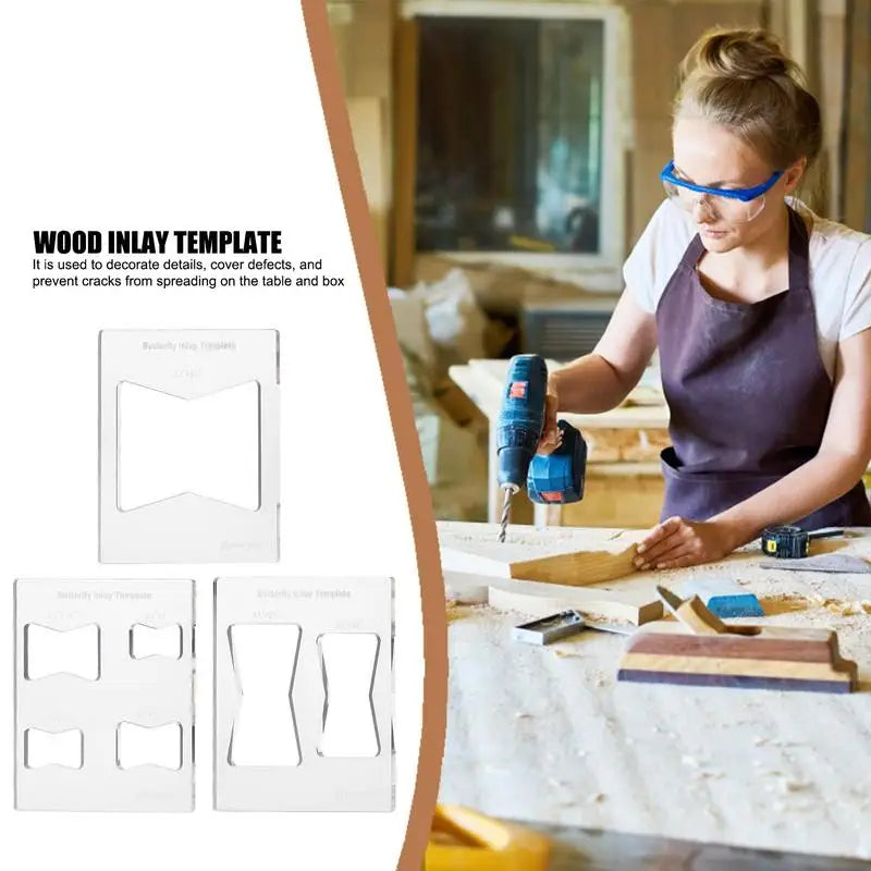 Bowtie Router Template Jig 3X Acrylic Inlay Parts Tool Transparent Qme