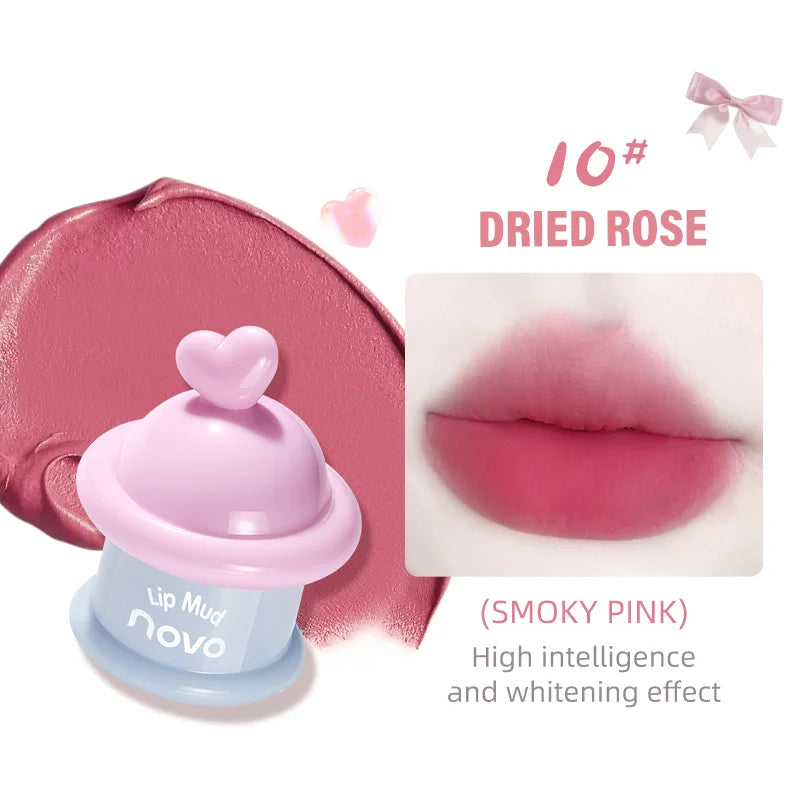 Matte Lip Mud, Long-Lasting, Non-Stick, velvet Lip Gloss, Dual-Use For Lips & Cheeks, Create Bright And Attractive Lip Makeup Qme 10