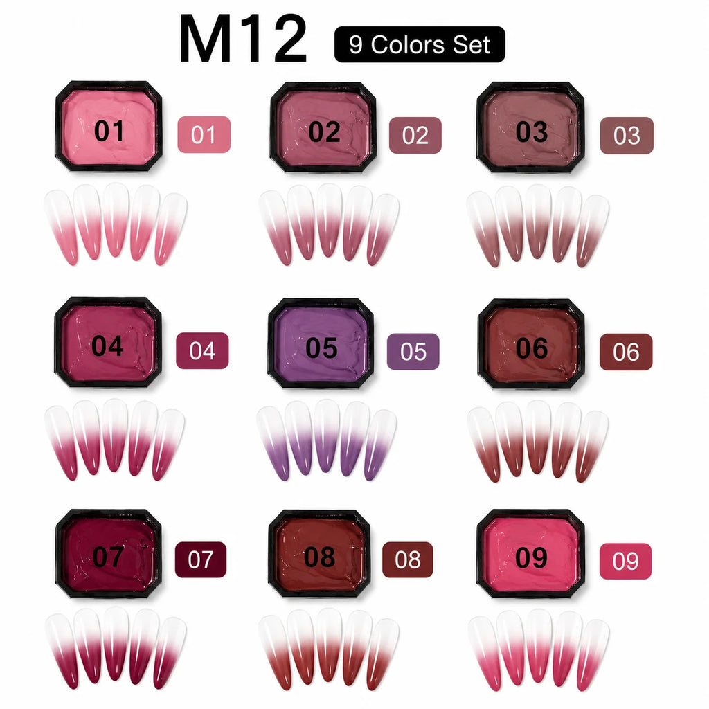 9 Colors Solid Cream Gel Nail Polish UV LED Painting Palette Qme