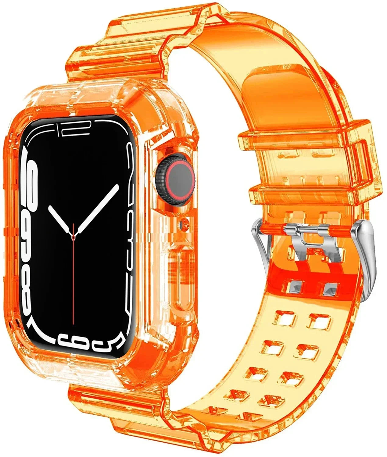 Clear Band + Case for Apple Watch Series 9 8 7 6 SE 5 49mm 45mm 44mm 42mm 41mm Transparent for iwatch 3 38mm 40mm Plastic Strap Qme TRO 42 44 45MM