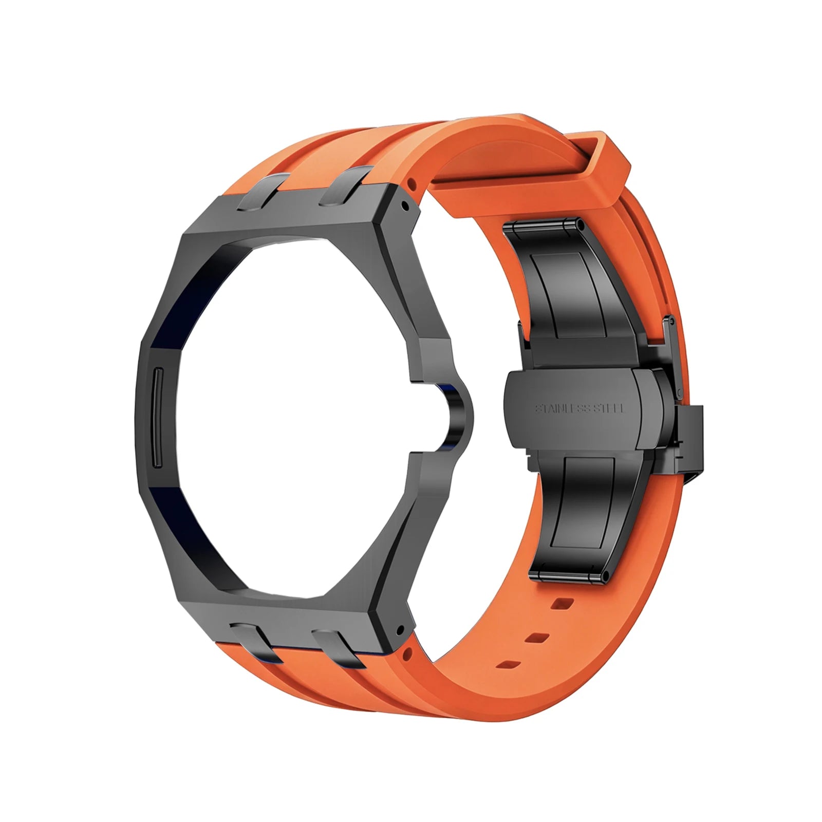 For Swatch X Royal Pop Silicone Sport Replacement Band Quick Release Scratch Proof Strap Set for Sport Activities Daily Commute Qme Black Orange 3