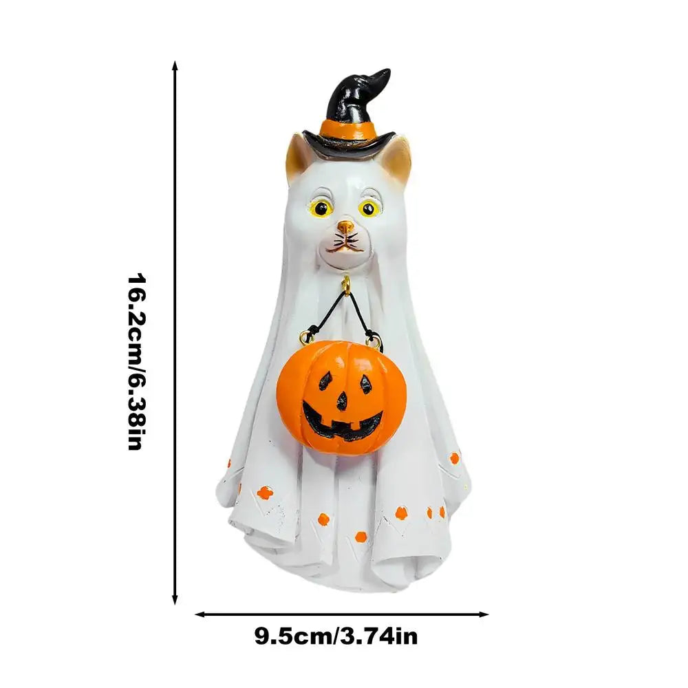 Halloween Figurines Spooky Resin Ghost Animal Statue Decorations Qme Kitten China Mainland