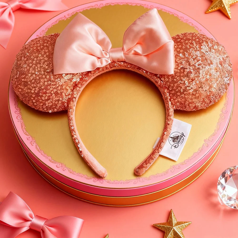 Mickey Mouse Ears Headbands Shiny Bow Glitter Princess Party Decoration Cosplay Hair Accessories Hairband for girl Women Adult Qme