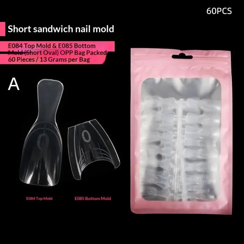 Coffin Nail Forms Sandwich Dual System Molds Acrylic Extensions 60 Qme A60