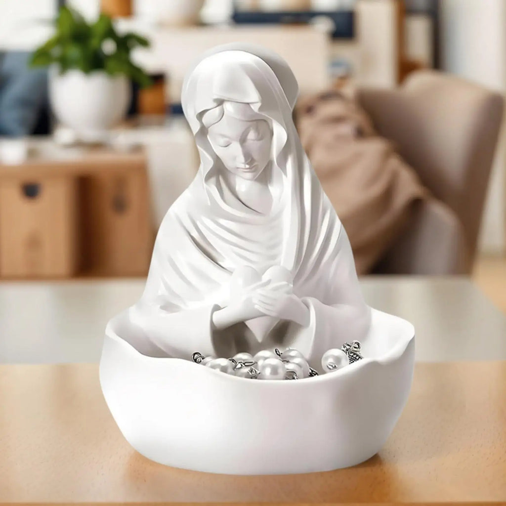 Mother Mary Statue Holy Virgin Figure Prayer Rosary Holder Christmas Qme