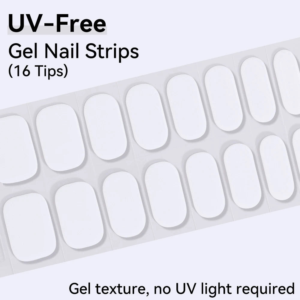 16Tips Pink Red French UV-Free Gel Nail Stickers Sparkly Shinning Qme CMK-0035