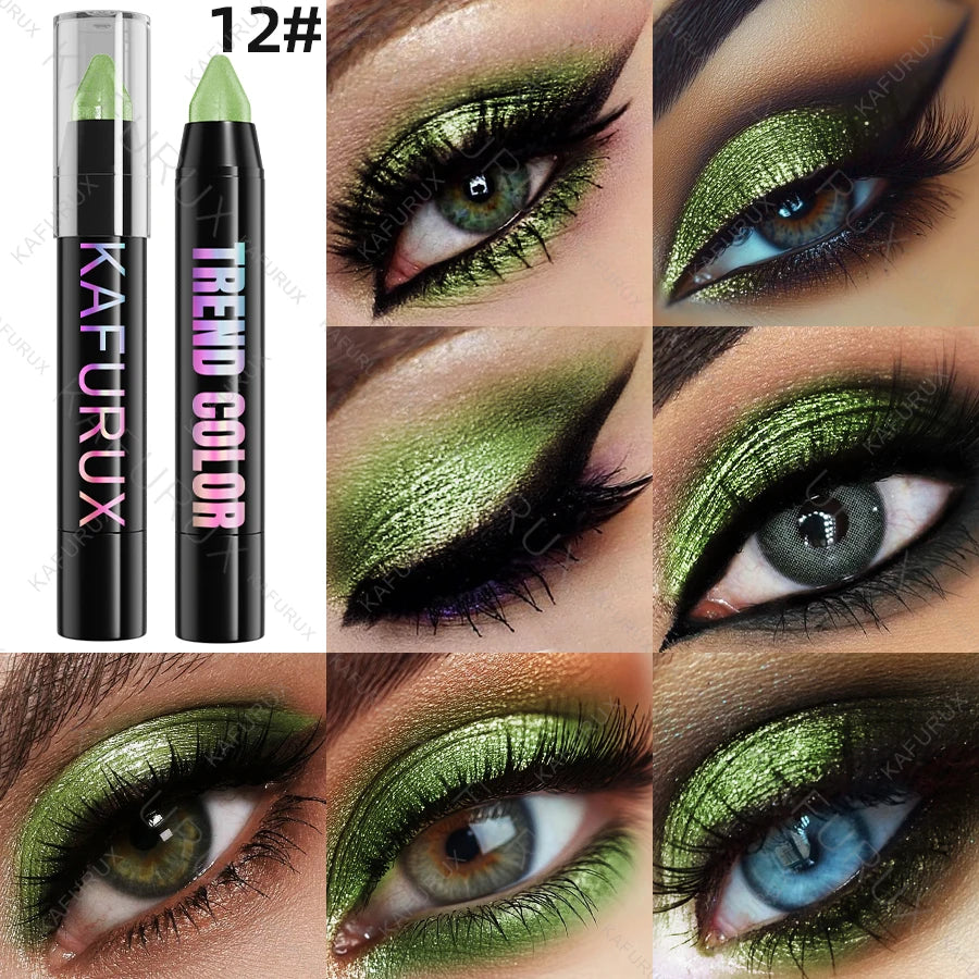 Metallic Glitter Eyeshadow Pencil Waterproof Pearlescent Nude Eye Qme 12