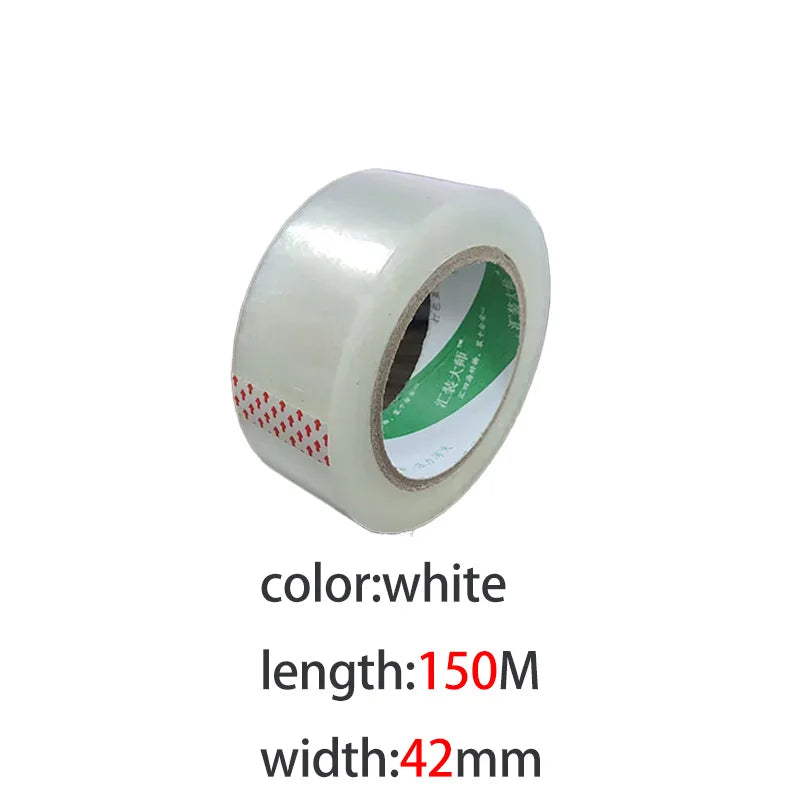 Oversized Roll Sealing Box Tape High Viscosity Toughness Special Household Packaging Tape for Strong Adhesion And Protection Qme 150mX42mm-white