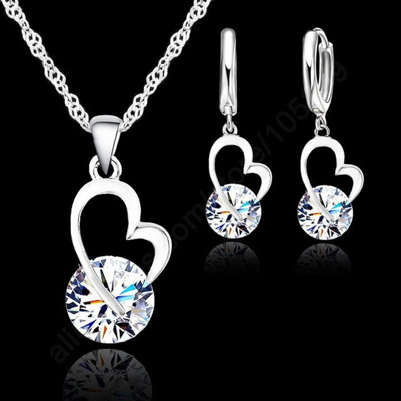 Exquisite Jewelry Sets for Women 925 Sterling Silver Color Wedding Earrings Pendant Necklace Party Anniversary Charm Gift Qme