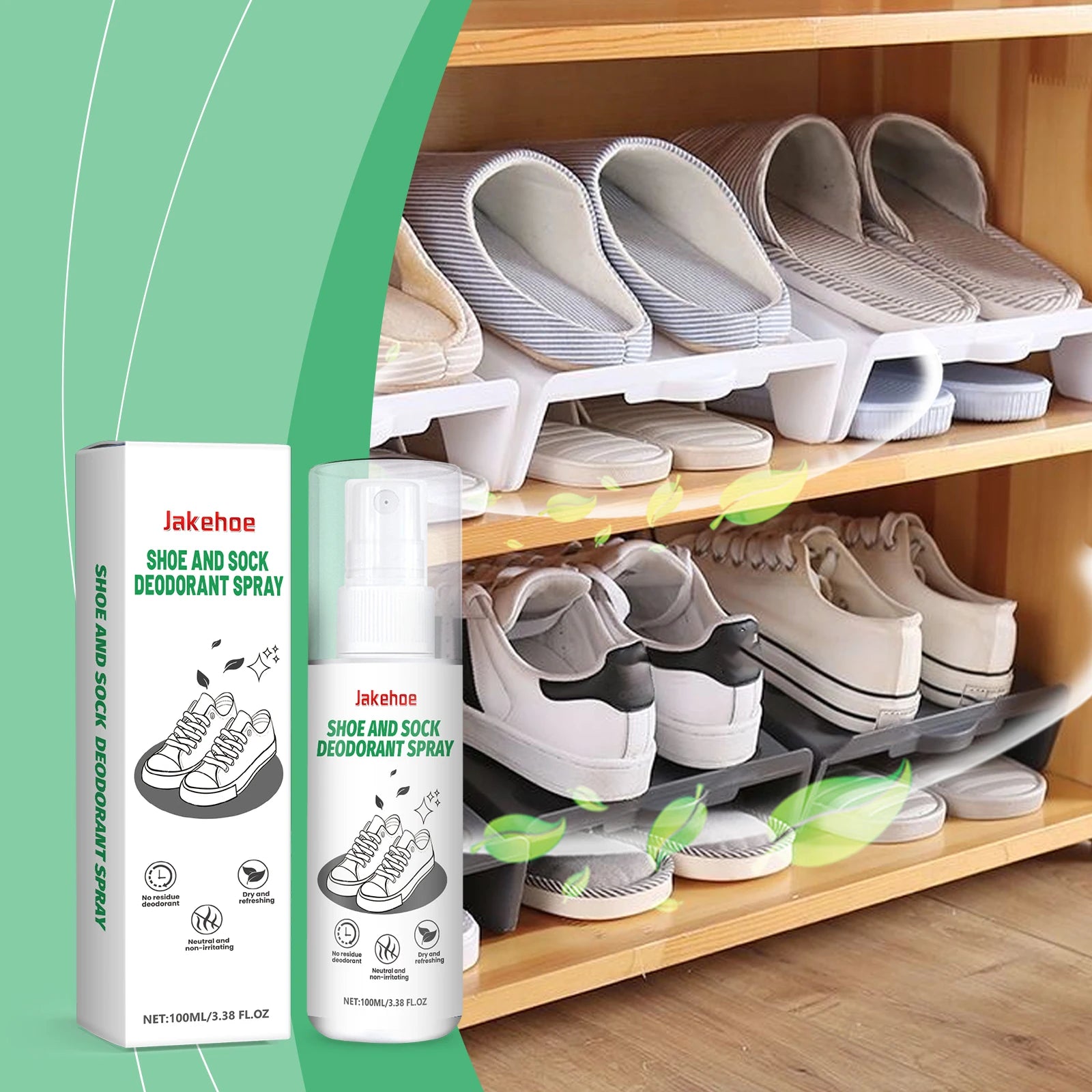 Shoes Deodorizing Spray Quickly Eliminate Odor Long Lasting Fragrance Refreshing Effective Antibacterial Shoe and Sock Deodorant Qme