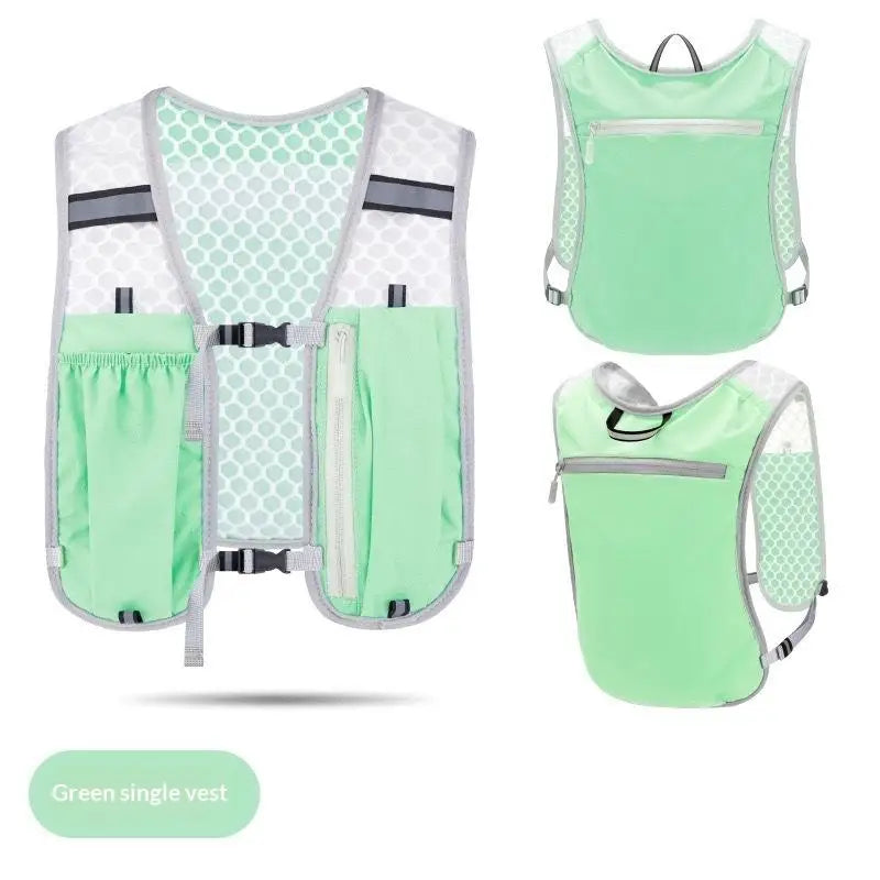 Running Water Bottle Storage Vest Lightweight Reflective Hydration Qme Green